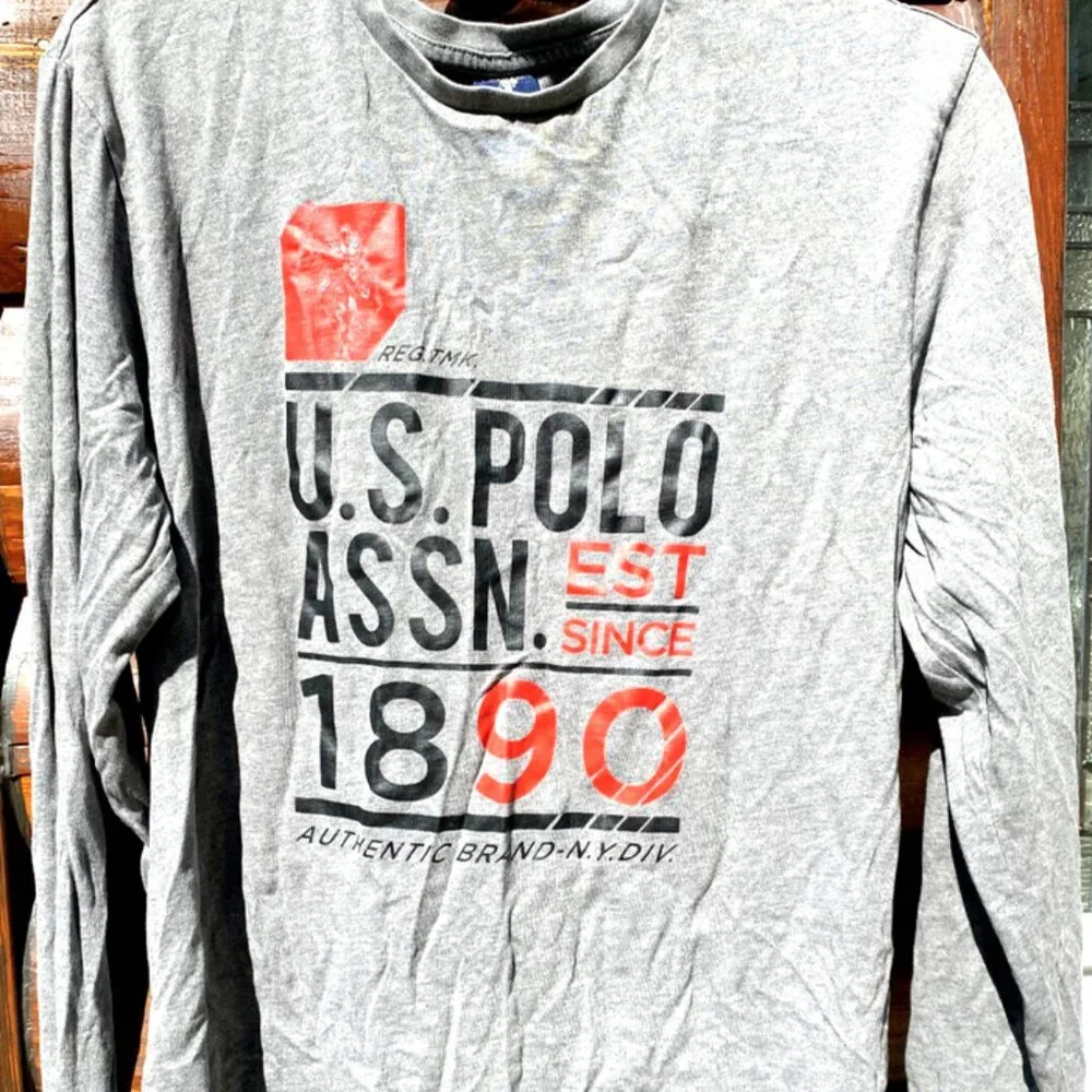 U.S Polo Assn. Est 1890 Men's Long Sleeve T-Shirt Gray Graphic Size Small - Picture 3 of 10